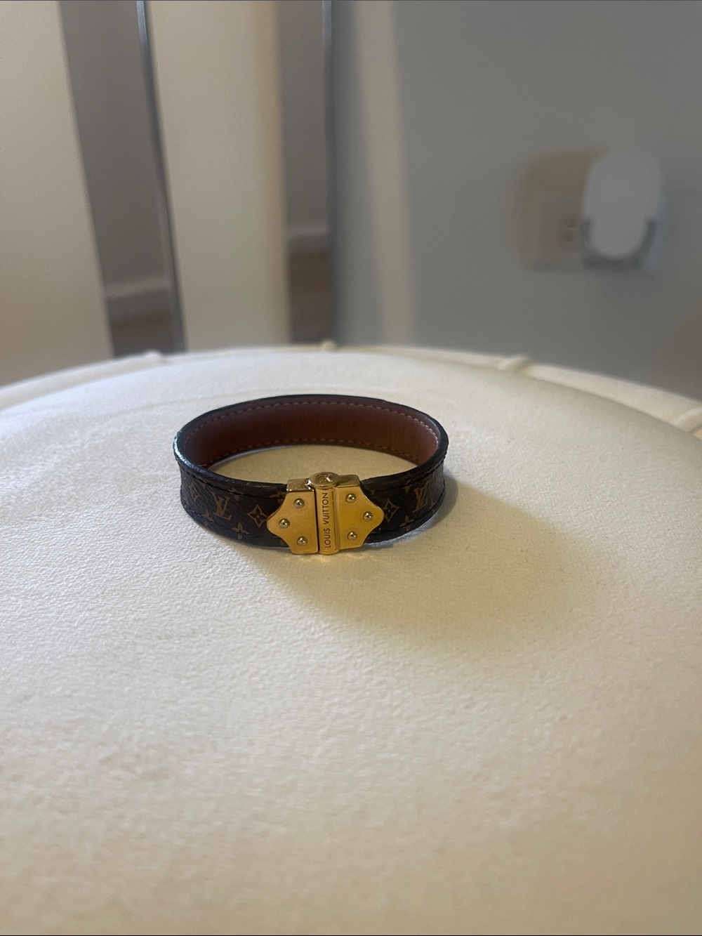 Louis Vuitton Monogram Brown Leather Bracelet with Gold Hardware - Picture 2 of 2